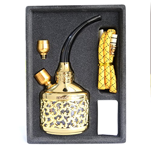 YINO Hollow Out Art Design Multi-function Water Tobacco Smoking Pipe Cigarette Holder Hookah Filter (Golden)