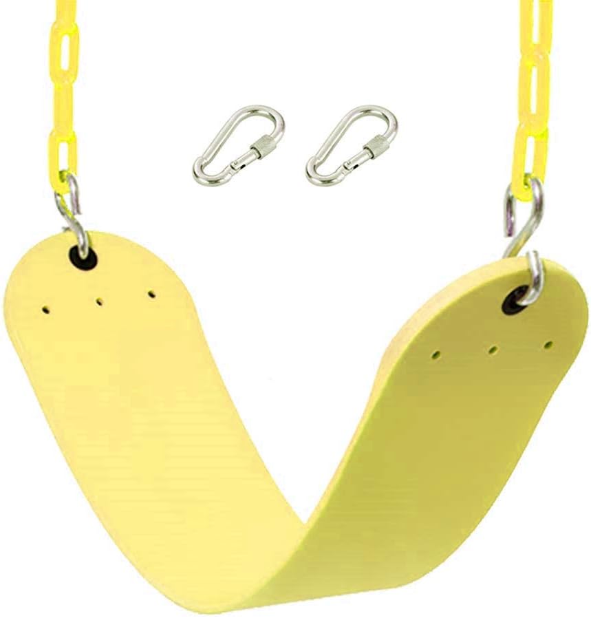 Caromy Heavy Duty Swing Seat Outdoor Kids Swing Playground Swing Set Accessories for Swing Chains and Replacement Snap Hooks (Yellow)