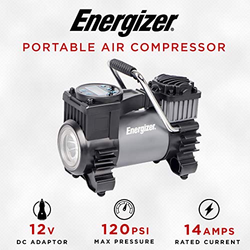 Energizer Air Compressor Portable Tire Inflator, 12V DC Air Pump for