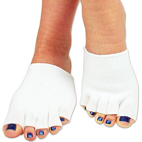 DevsWear Gel Lined Compression Toe Separator Socks - Toes Separators Socks Spacer Dry Forefoot Cracked Skin Moisturizing Protector Sock (1 Pair White)