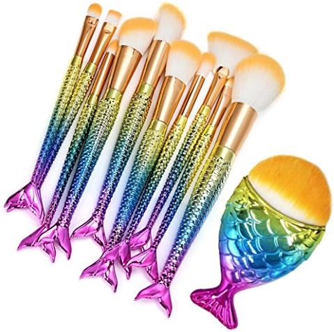 Makeup Brushes, Makeup Organizer, DRACLE Professional Foundation Eyebrow Eyebrow Blush Cosmetic Concealer Mermaid Brushes New Arrival (11 Pcs)