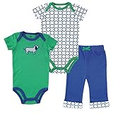 Yoga Sprout Clothing Set, 2 Bodysuits and Pant, Boy Dog, 18-24 Months