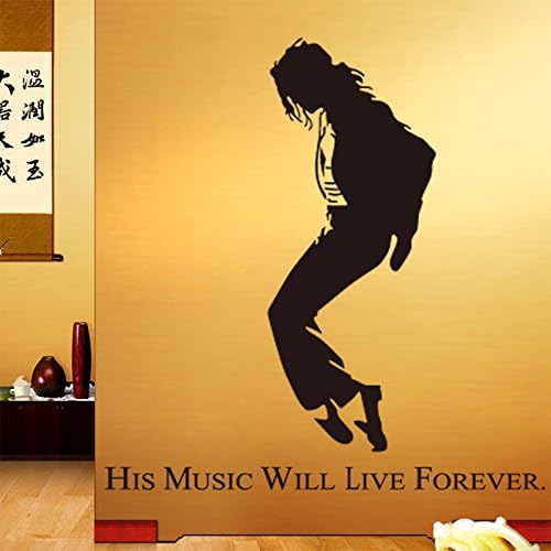 Oren Empower Dancing Star Michael Jackson Wall Sticker (150 cm x 140 cm, Black)