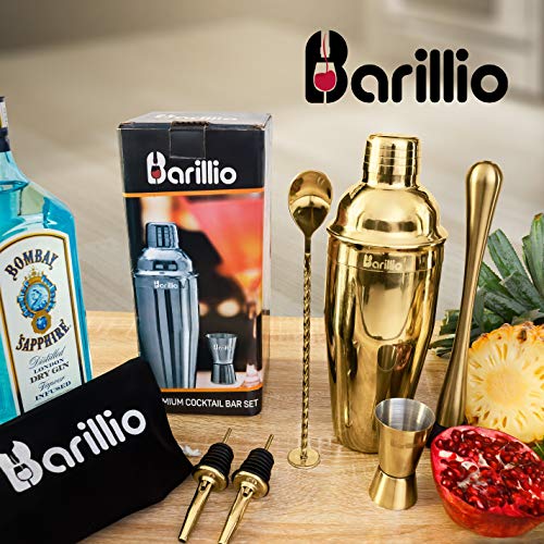 Barillio Cocktail-Shaker-Set aus Edelstahl, 680 ml, Martini-Mixer, Stößel, Rührlöffel, Messbecher, 2 Likörausgießer… – Bild 5