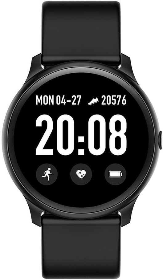 HX0945 KW19 Smart Watch Women Blood Oxygen Pressure Smartwatch Heart Rate Smartwatch Remote Control Music IOS Android,Black