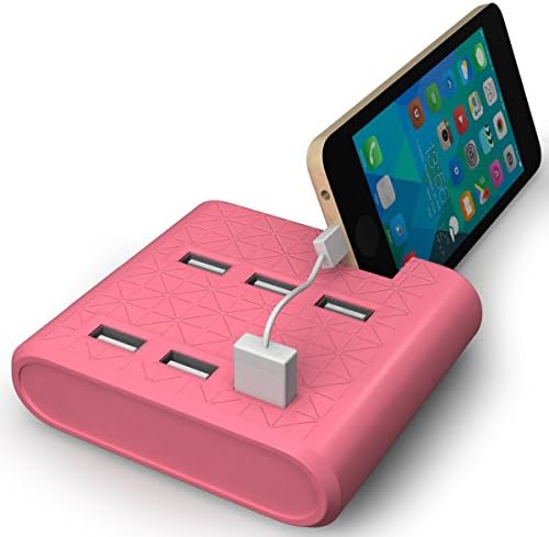 New 2017 Model USB Charger - Upgraded Ultra Fast 6 Port Charging Station for Girls &amp; Women (Pink) - Today Get 100% Warranty - Charge Your Multiple Devices in Quickest and Safest Way - Limited Edition