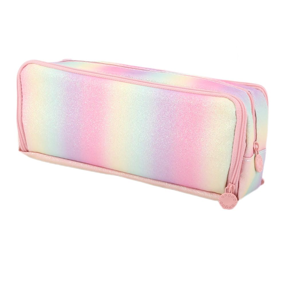 Oyachic 3 Compartment Pencil Case Large Capacity Pen Pouch Oxford Storage Bag Cosmetic Makeup Case for Men Women Adults Travel Business Office (Rainbow)