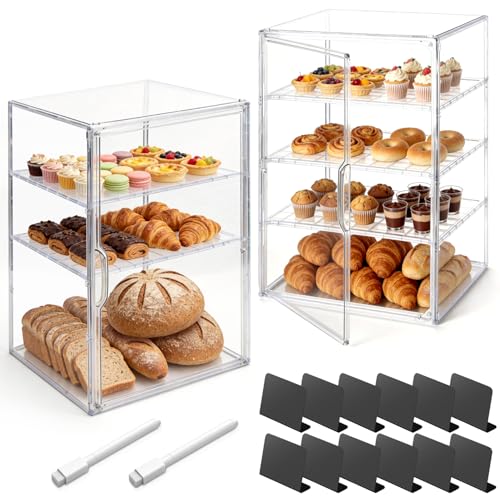Véraigne Pastry Display Case, 4-Tier Clear Adjustable Shelves… at Amazon