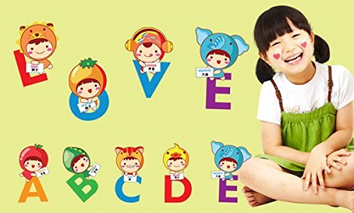Jaamso Royals Kid s Room Cartoon Learning to Read Pictures Baby English Animal Letters Education Alphabet Wall Sticker (PVC Vinyl, 60 cm X 45 cm, Childrens Room Decor Stickers)
