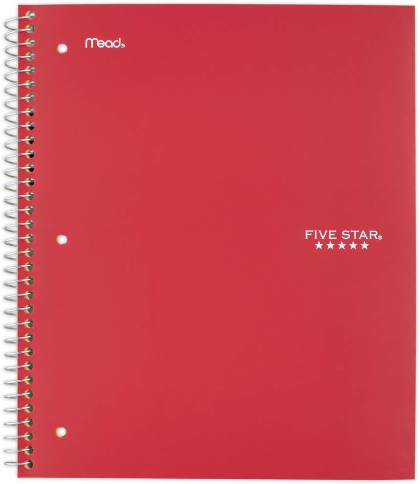 Five Star Spiral College Ruled Notebook, 5 Subject, Wired Note Book with Pockets, 200 Lined Sheets, Writing Journal, Home School Supplies for College Students or K-12, 11" x 8-1/2", Black (72081) : Office Products