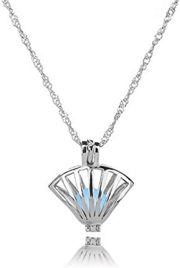 SDFBMJN Ariel Glow in The Dark Mermaid Necklace, Ariel Costume, Glowing Sea Shell Necklace, Mako Glow Seashell,