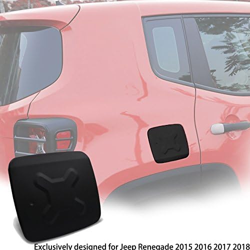 EnRand Aluminum Black Fuel Filler Door Cover Gas Tank Cap for Jeep Renegade 2014 2015 2016 2017 2018