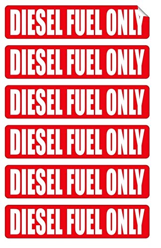 6 PC Lavish Unique Diesel Fuel Only Window Sticker Laptop Luggage Hoverboard Wall Graphics Door Decor Vinyl Art Stickers Decal Patches Decals Size 3/4" x 3 1/4" Color Red White