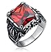 TIGRADE Jewelry Stainless Steel Vintage Square Red Crystal Dragon Claw Men's Band Ring, Size 7-13