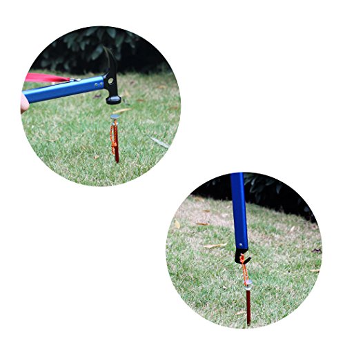 function & ultralight Aluminum Camping Hammer Hammer Stake Puller With 10 Tent Nails for outdoor camping climbing blue - Thumbnail 3