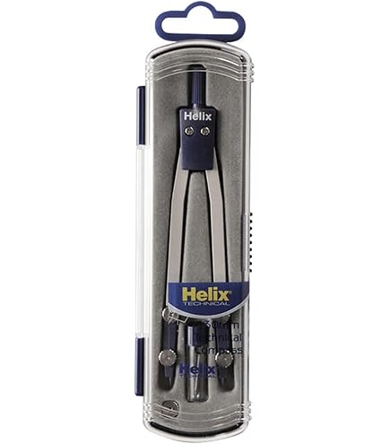 Helix Oxford G05011 Compasso In Metallo Con Punto Di Sicurezza E Matita 9 Cm - Autocentrante, Per Scuola E Disegno Tecnico