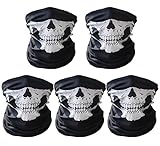 CandyHome 5 Pack Seamless Skull Mask Motorcycle Bicycle Half Face Tube Skeleton Mask for Halloween - Black