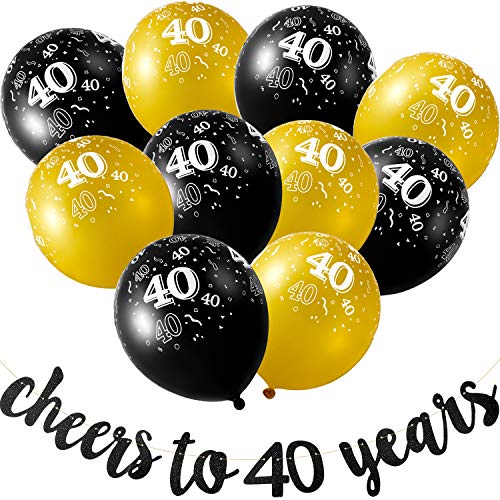 Gejoy-Black-Cheers-to-40-Years-Banner-40-Years-Old-Birthday-Banner-and-40-Pieces-Birthday-Balloons-for-40th-Birthday-Celebration-Party-Decorations