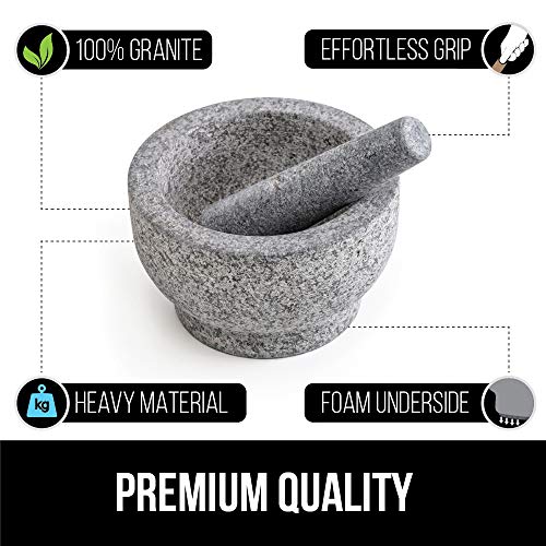 Gorilla Grip 100 Granite Slip Resistant Mortar and Pestle Set, Stone