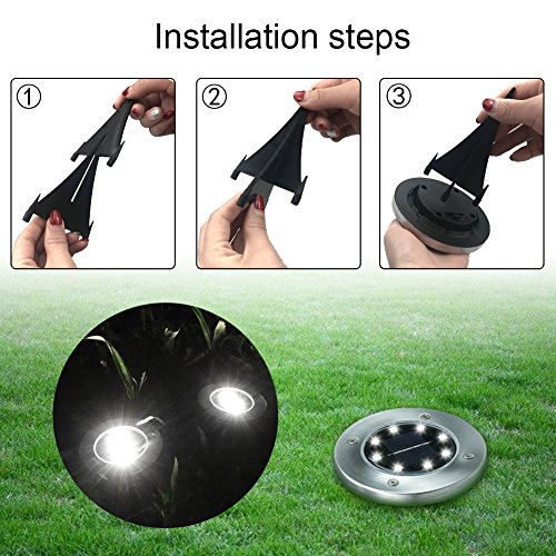 Solar Ground Lights,Garden Pathway Outdoor In-Ground Lights,Landscape Lighting Decor Lawn Light,for Driveway Pathway Walkway In Ground Underground Buried Light,Upgraded With 8 LED (4 pack) (white) - Thumbnail 6