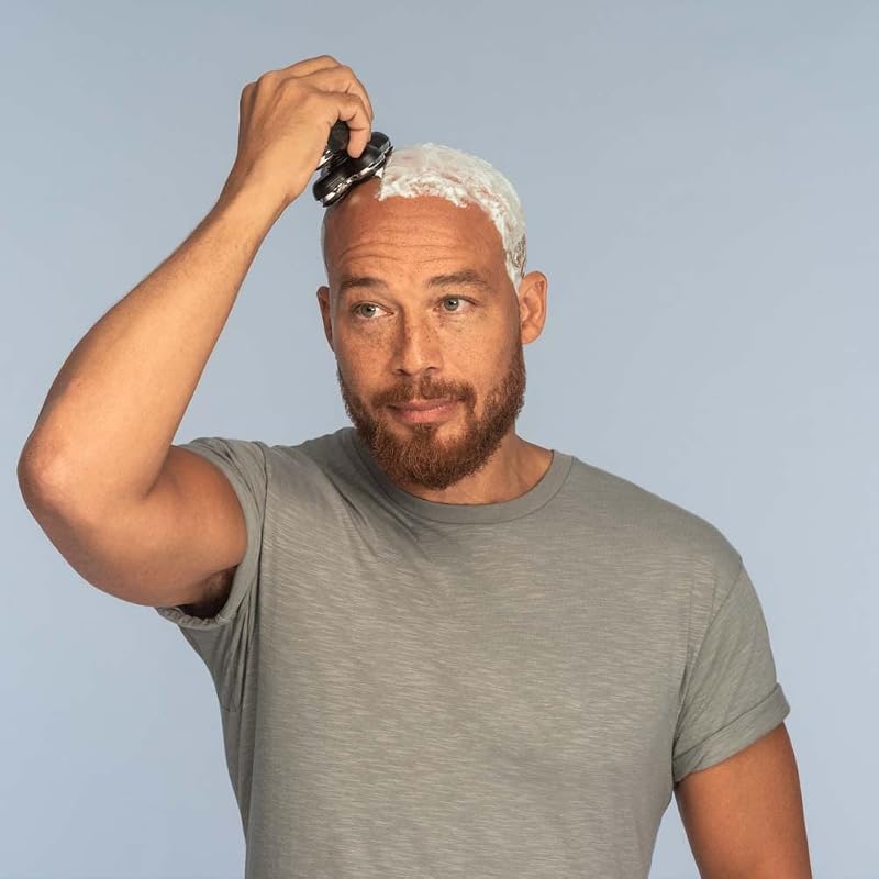 Glatzen- Rasierer Herren elektrisch, Kopf- Rasierapparat Lithium (Schwarz, 5 Scherköpfe, glattes Rasurergebnis mit max. 0,2mm, Haar-Auffang-Kammer, Detail-Trimmer) Kopfrasierer XR1501