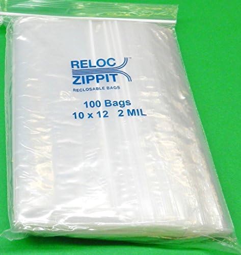 Ziplock Bags Large 10" X 12" Clear 2 Mil Zip Reclosable 200 Bags Zippit Reloc (3.6FRE)