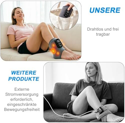 Fussmassagegerät, kabelloses elektrisches Fußmassagegerät für Schmerzlinderung & Durchblutung, 3-in-1 Triple Therapy Foot Massager mit 2000mAh Akku, 6 Heizstufen bis 65°C, Gesundheit Geschenk,grau
