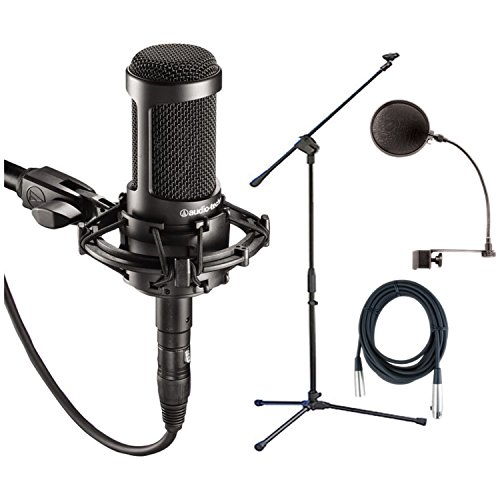 Audio Technica AT2035 Condenser Mic + Pop Filter + Mic Stand + XLR Cable