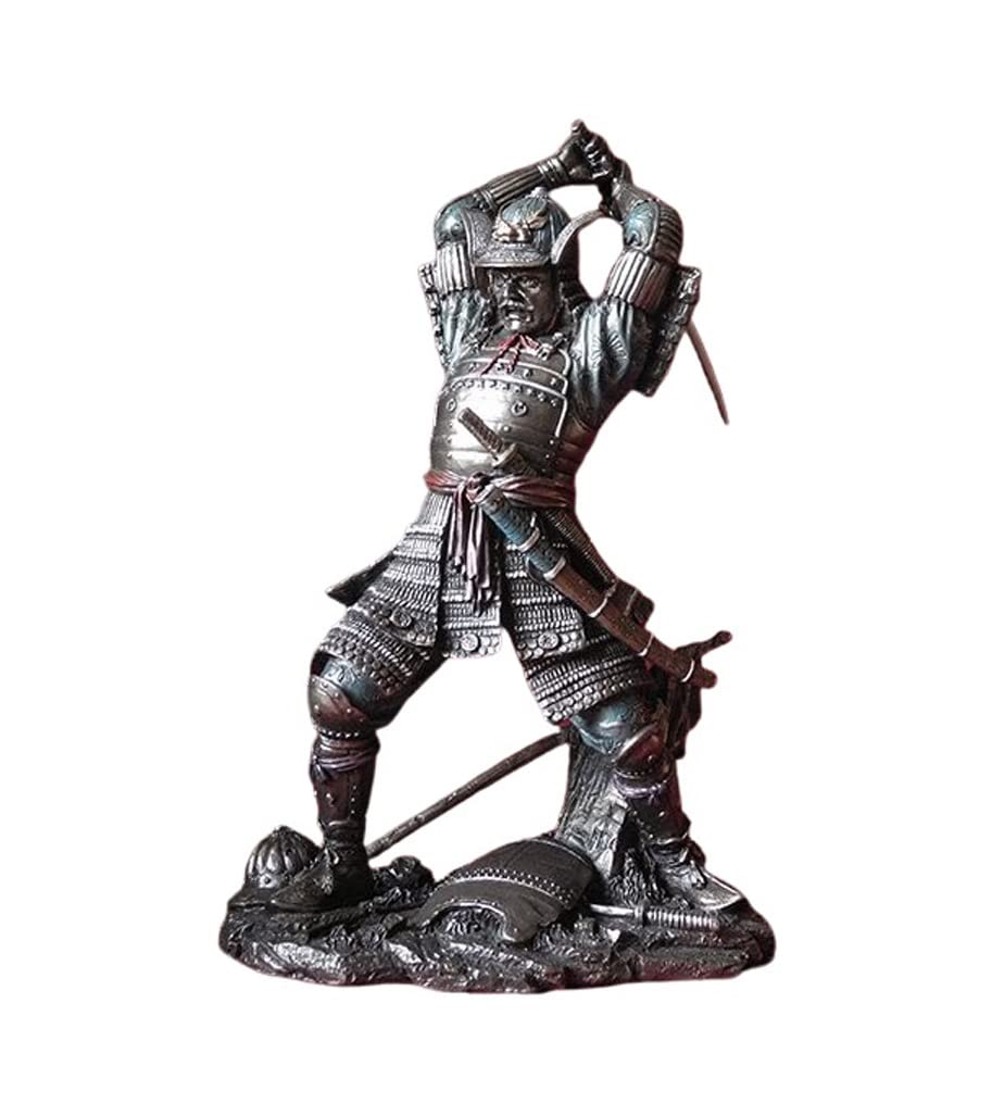 Polished Bronze Japanese Samurai Warrior Figurine - Samurai & Sword Statue