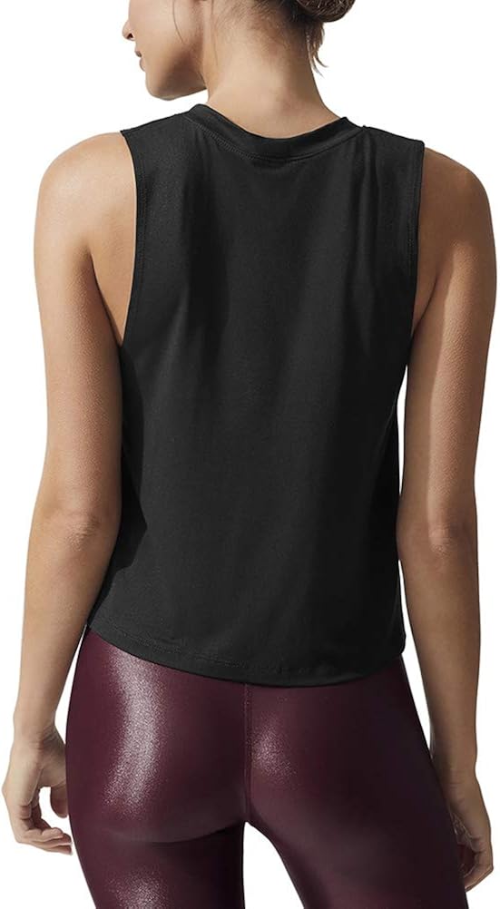 Mippo Women's Crop Tops High Neck Flowy Muscle Tank Sleeveless Workout Shirts at  Women’s Clothing store