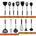 Silicone Cooking Utensils Set, Heat Resistant and Non Stick Kitchen Utensil Set with Stainless Steel Handle (Black)