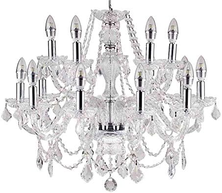Top Lighting 15-Light Chrome Finish Crystal Chandelier Pendant Ceiling Light Clear European Crystal, 27" Wide