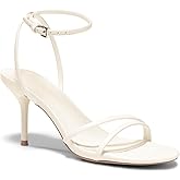 Coutgo Womens Strappy High Heels Open Almond Toe Dress Shoes Ankle Strap Summer Heeled Sandals