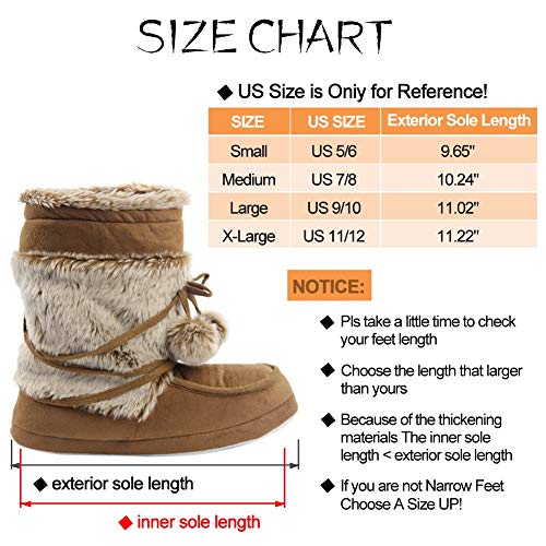 Home Slipper Womens Super Warm with Pom Poms Lined Tall Indoor Room