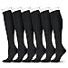 ODIJOO 6 Pairs of Black Compression Socks for Men & Women Graduated Athletic Unisex Fit for Running Sports Nurses Shin Splints Flight Travel Maternity