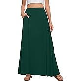 Leafsay Womens Maxi A-line Long Skirt Casual 2025 Elastic High Waist Flowy Skirts with Pockets