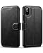 iPhone X Case, iPhone X Wallet Case, iPhone X Leather Case, Pasonomi [Slim Fit] Vintage Flip Case Cover with Stand Function & Credit Card Slots for Apple iPhone X, Support Wirless Charging (Black)
