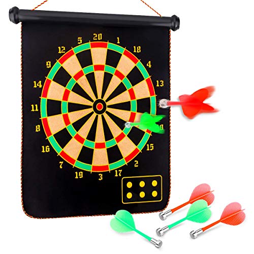 NeatoTek 15" Dartboard with 6 Darts, Rolling Safety Double