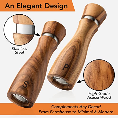 Gennua Kitchen Wooden Salt and Pepper Grinder Set Refillable Salt