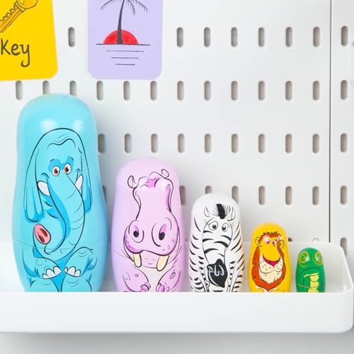 POPLAY 6PCS Russian Nesting Dolls, Matryoshka Doll Stacking Dolls Wooden Animal Nesting Dolls Handmade Toys for Kids Birthday Home Decor