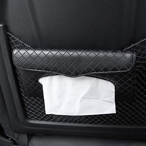 Beaverve Car Tissue Holder, Luxury Tissue Box Holder for Car, Sun Visor Napkin Holder, Hanging Car Tissues Holder for Car & Truck Decoration, PU Leather Backseat Car Tissue Box with 1 Tissue Refill