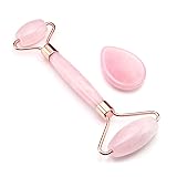 Jovivi Natural Rose Quartz Jade Roller for face