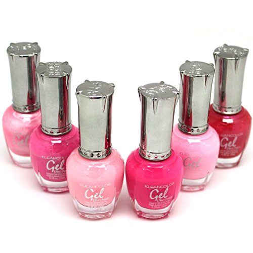 KLEANCOLOR Gel Effect Nail Polish Lacquer Full Size 'NEW PINK' Collection -6 pc Set