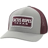 HOOEY Cactus Ropes Flexfit Mesh Back Trucker Hat (US, Alpha, Large, X-Large, Grey/Maroon)