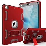 iPad 6th Generation Cases,iPad 5th Generation Case YuVas Kickstand Heavy Duty Armor Shockproof Protective 3 in 1 Cover for iPad 9.7 2017/2018 - Red Grey