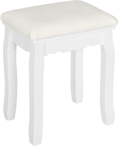 WOLTU White Padded Dressing Table Stool Baroque Style 37x28x44.5cm MB6095ws