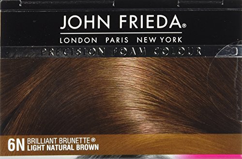 John Frieda Precision Foam Colour, Light Natural Brown 6N, Full-Coverage Hair Color Kit, Anti-Fade Gray Coverage, Deep Color Saturation Hair Dye, 1 Application