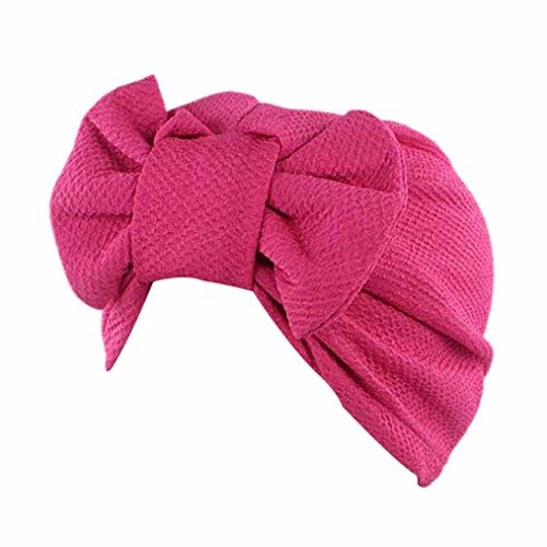 HOT！Bow Casual Head Wrap Cap ,BeautyVan Adult Women Bow Cancer Chemo Hat Beanie Scarf Turban Head Wrap Cap,Multiple Colors Available (Hot Pink)