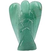 Green Strawberry Quartz Angel Statue, 2" Beautiful Gemstone Guardian Angel, Natural Crystal Angel, Hand-Carved Angel Charms for Protection, Love, Peace, and Positive Energy, Angel Figurines Décor