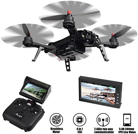 MJX B6 RTF Racing Drone Powerful Brushless Motor 1600kv Fast Race Pack (Quadcopter, HD Camera, 5.8GHz FPV Monitor, 2.4G Two-way Transimitter) (B6FD Drone with D43 Mornitor and C5803HD Camera)